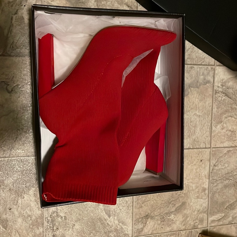 Red sweater heels